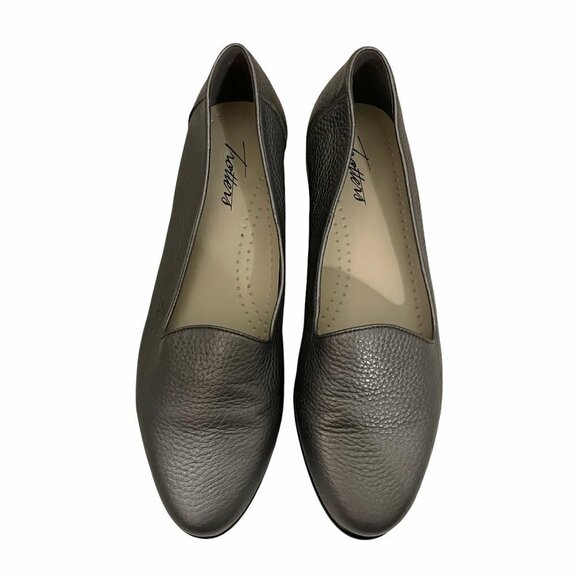 Trotters EUC Pewter Liz Tumbled Casual Comfort Vegan Leather Loafers Ballet Flat - Picture 5 of 10